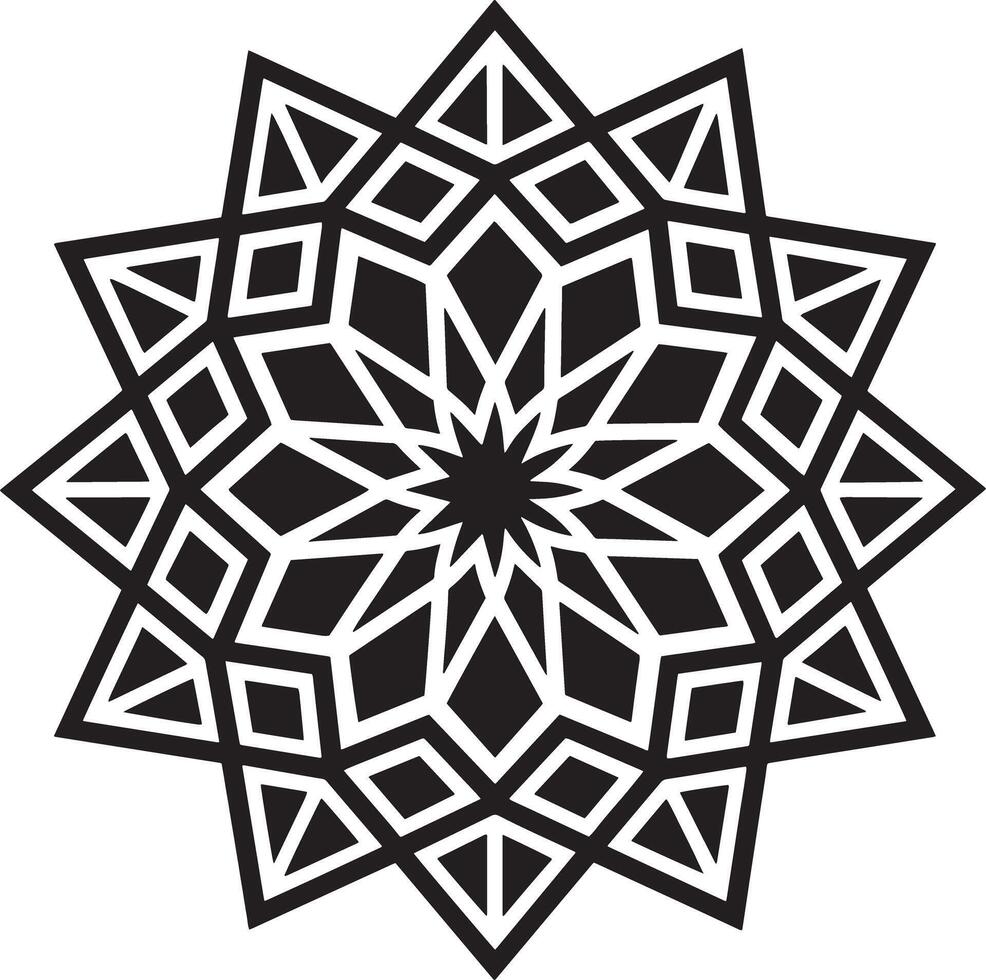 abstract geometric mandala design black and white illustration vector