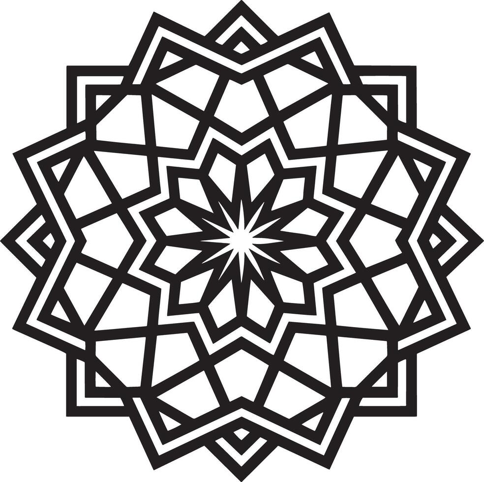 abstract geometric mandala design black and white illustration vector