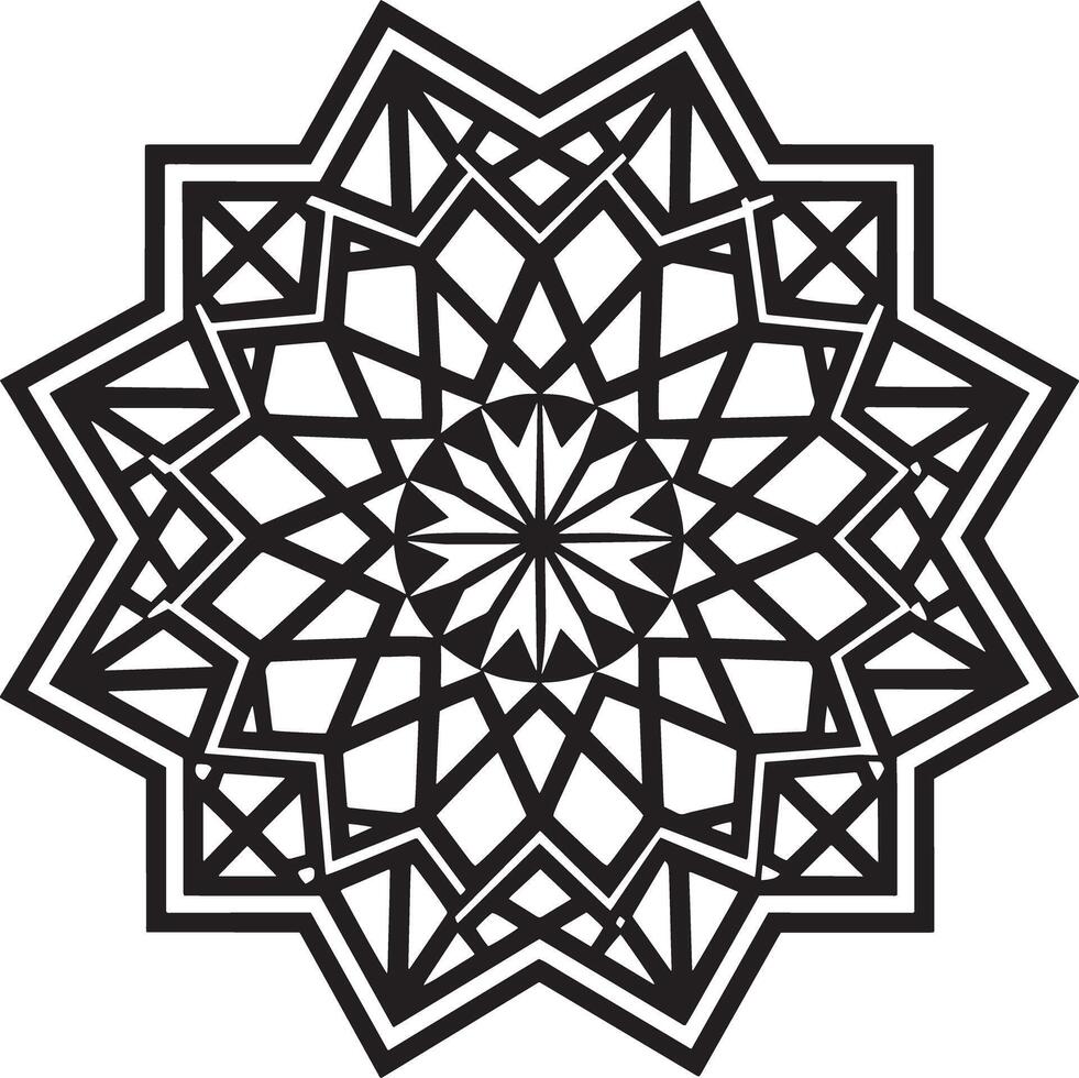 abstract geometric mandala design black and white illustration vector