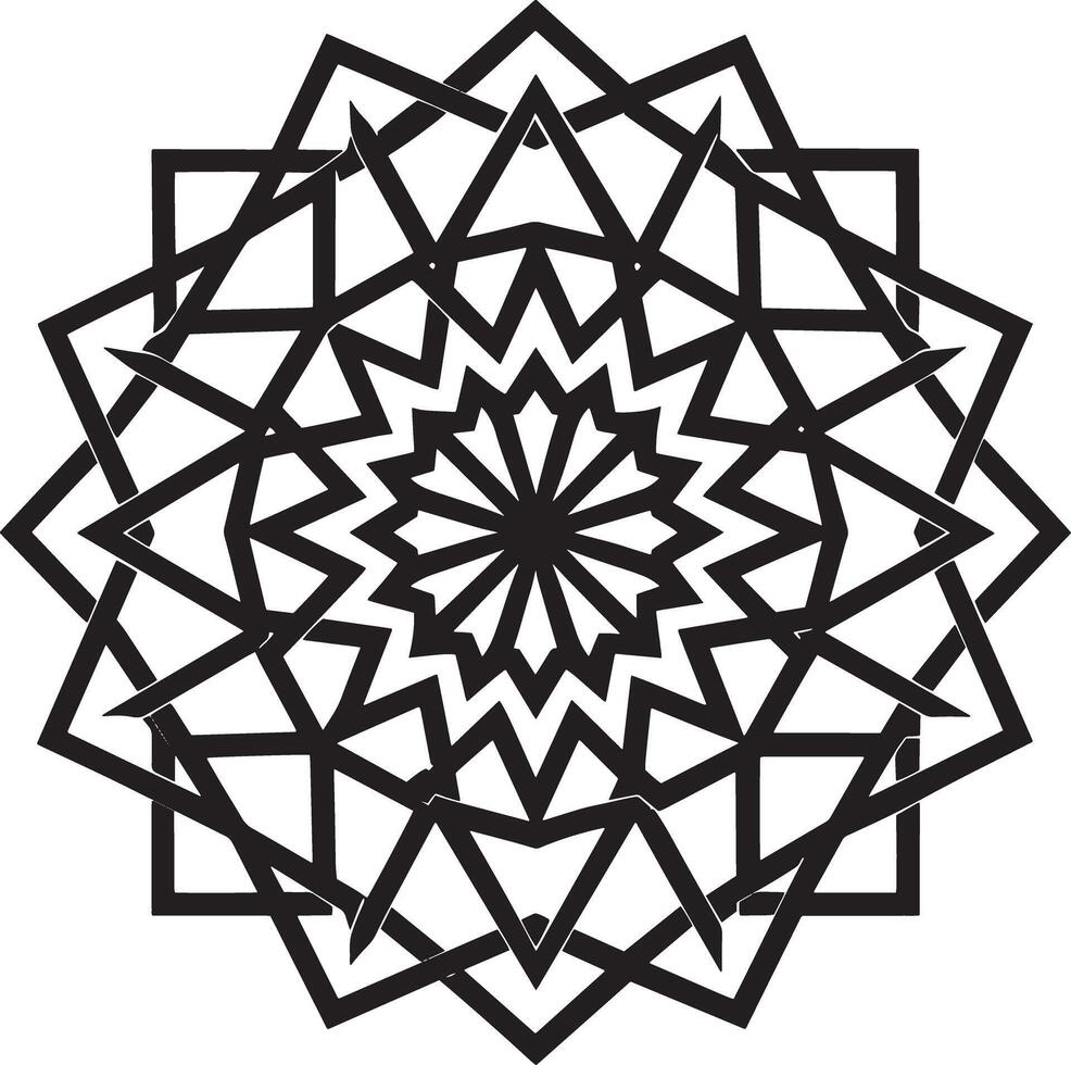 abstract geometric mandala design black and white illustration vector