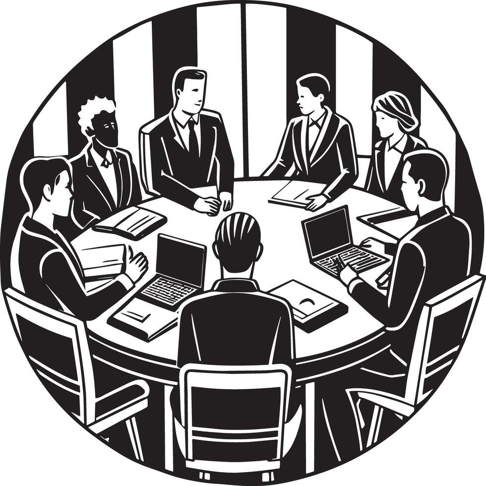 group of business people meeting in office illustration vector