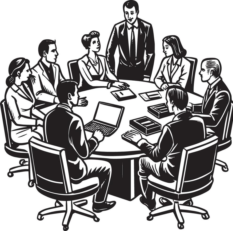 group of business people meeting in office illustration vector