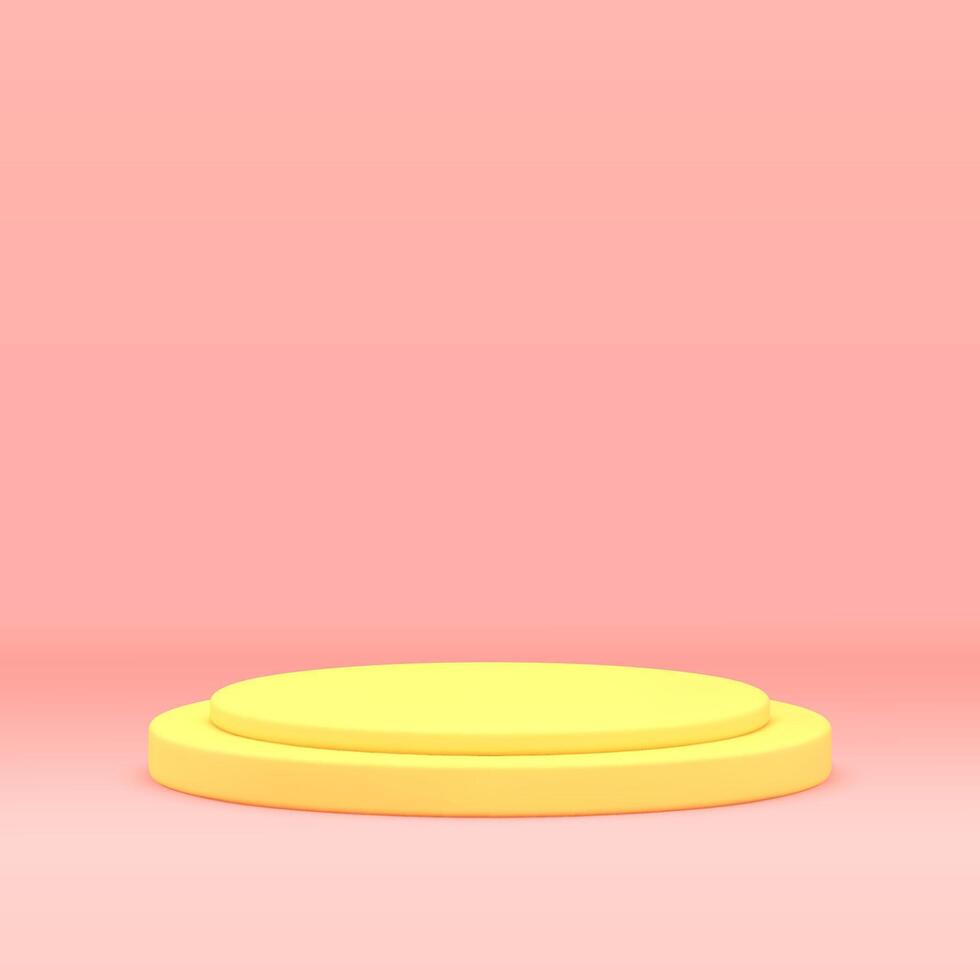 Cylinder yellow stairs step pedestal round showcase for product presentation 3d design vector