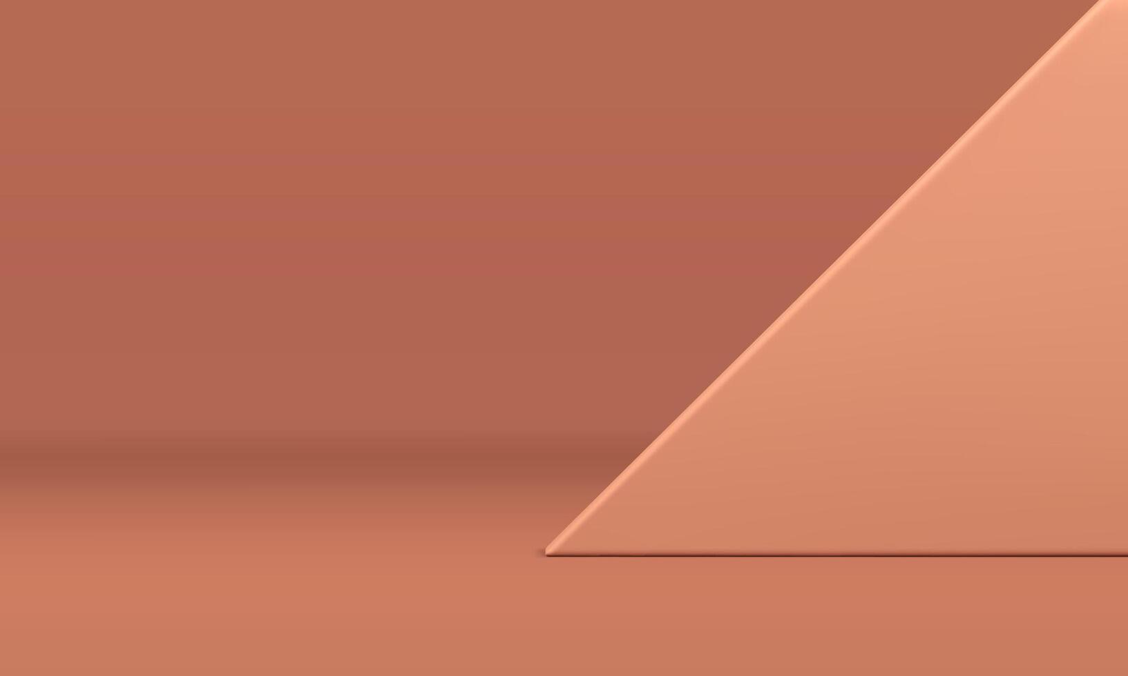 Beige background triangle geometric wall display platform product performance realistic vector