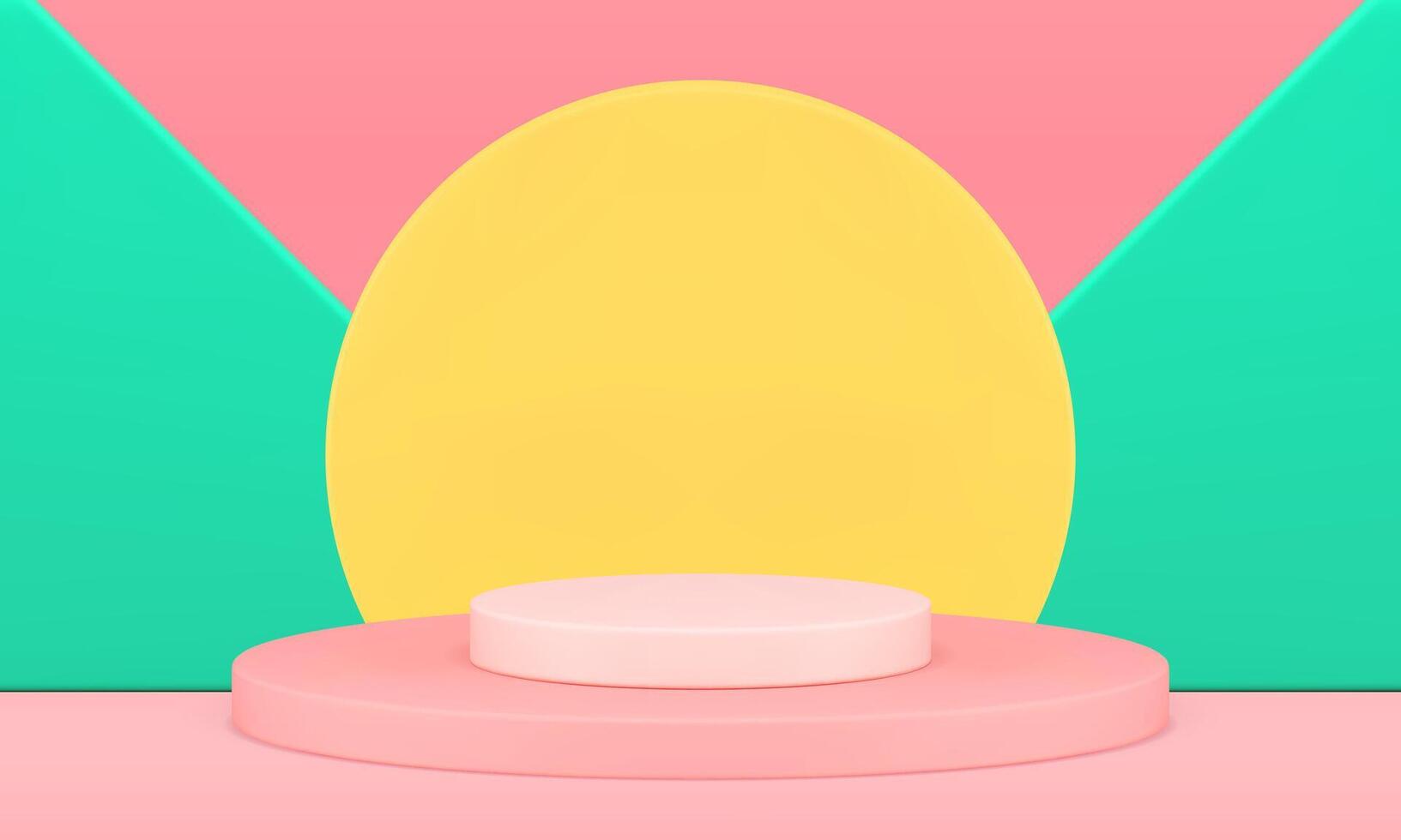 Circle display podium showcase form 3d background product performance scene realistic vector