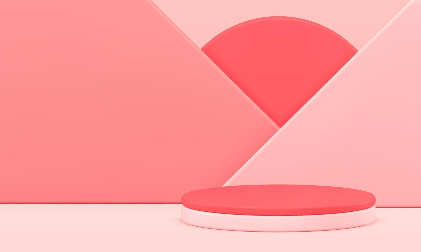 Pink pedestal arena cylinder showcase award display geometric 3d background realistic vector