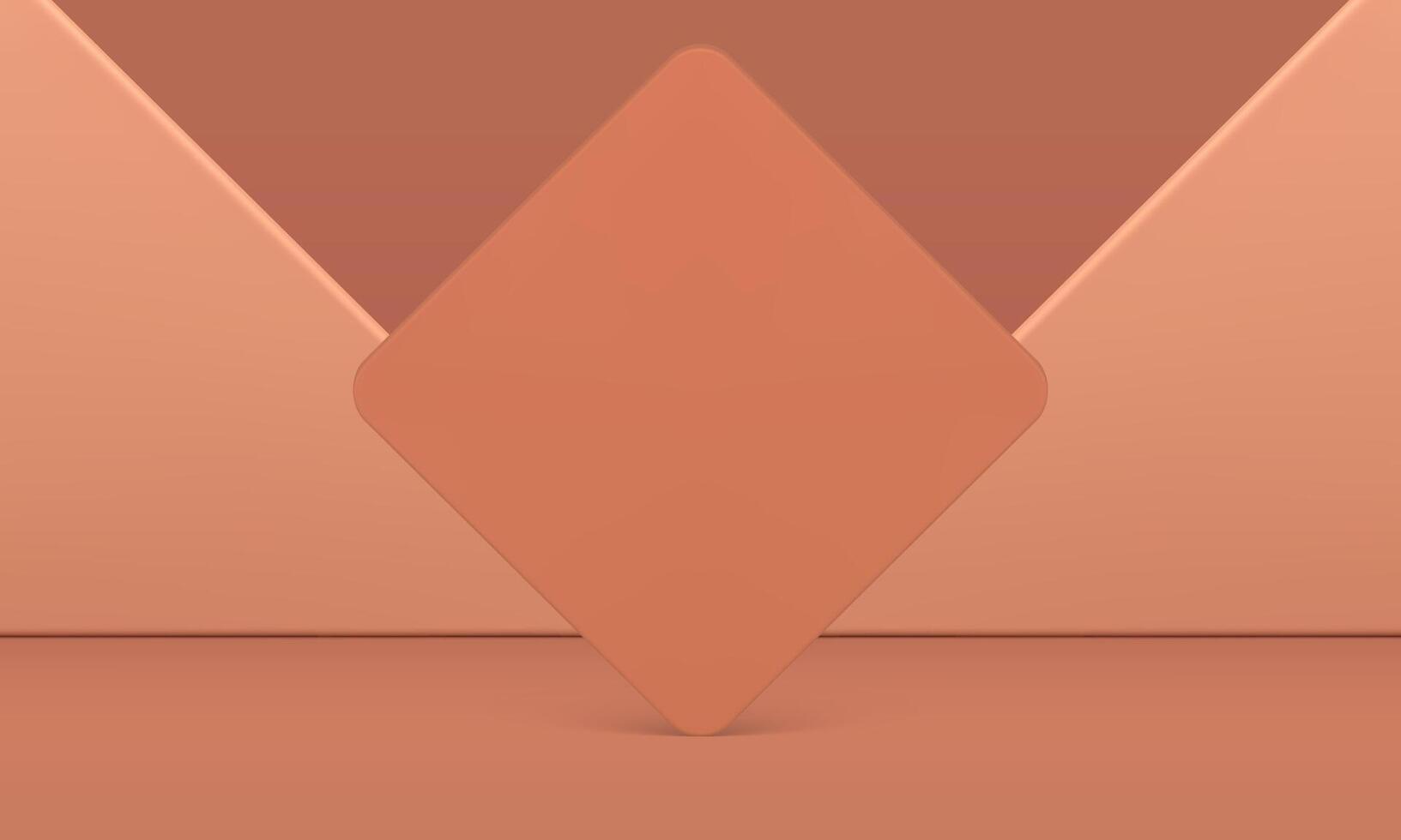Brown geometric 3d background rhombus triangle wall shape product showcase realistic vector