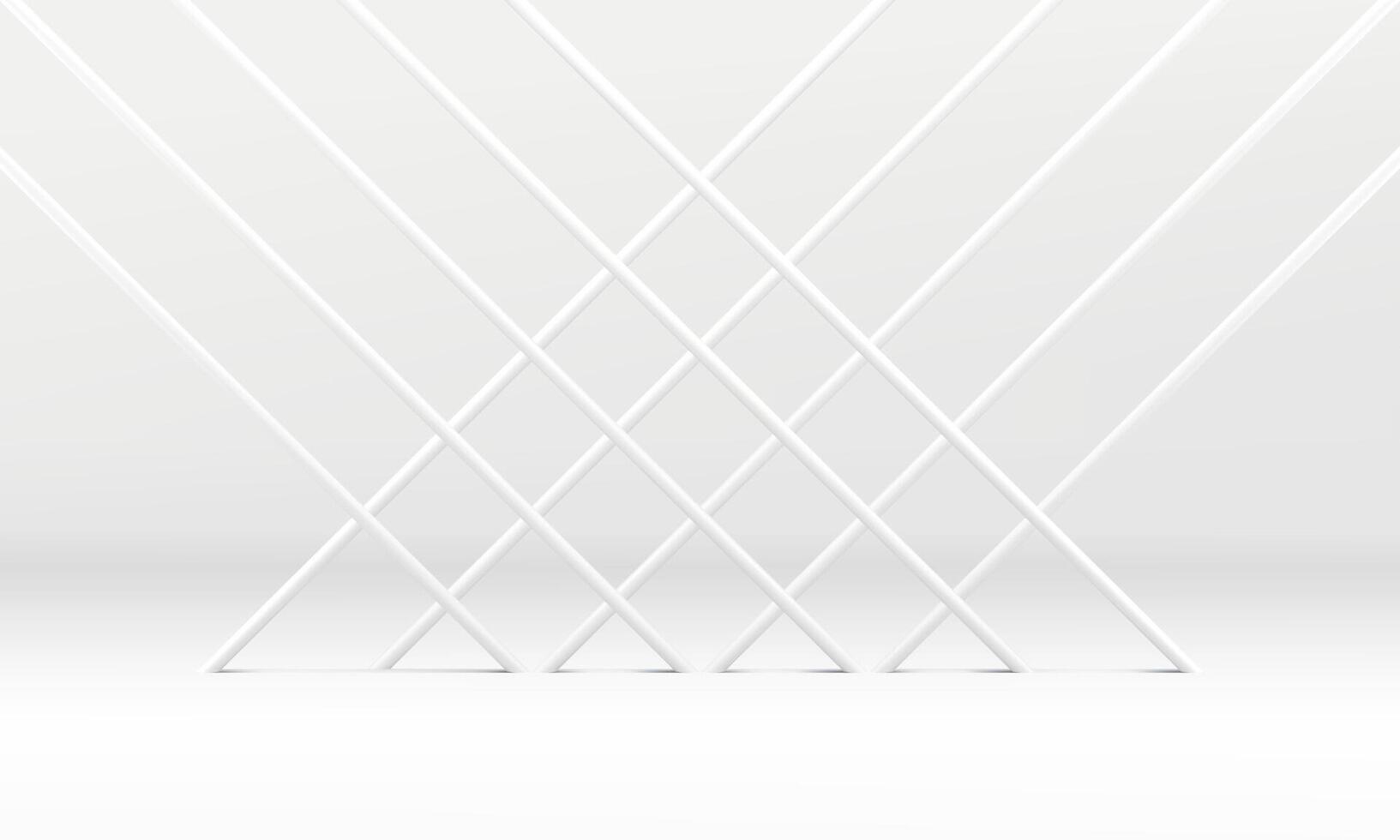 White crossed rod grid display showcase advertising exhibition 3d background realistic vector