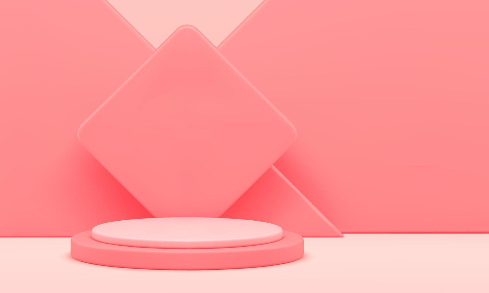 Pink advertising cylinder step podium 3d background geometric showcase realistic illustration vector