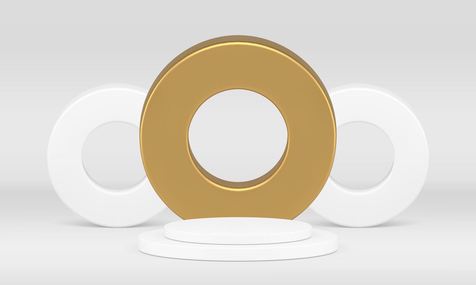 Cylinder podium stairs ring wall premium pedestal for product presentation 3d design vector