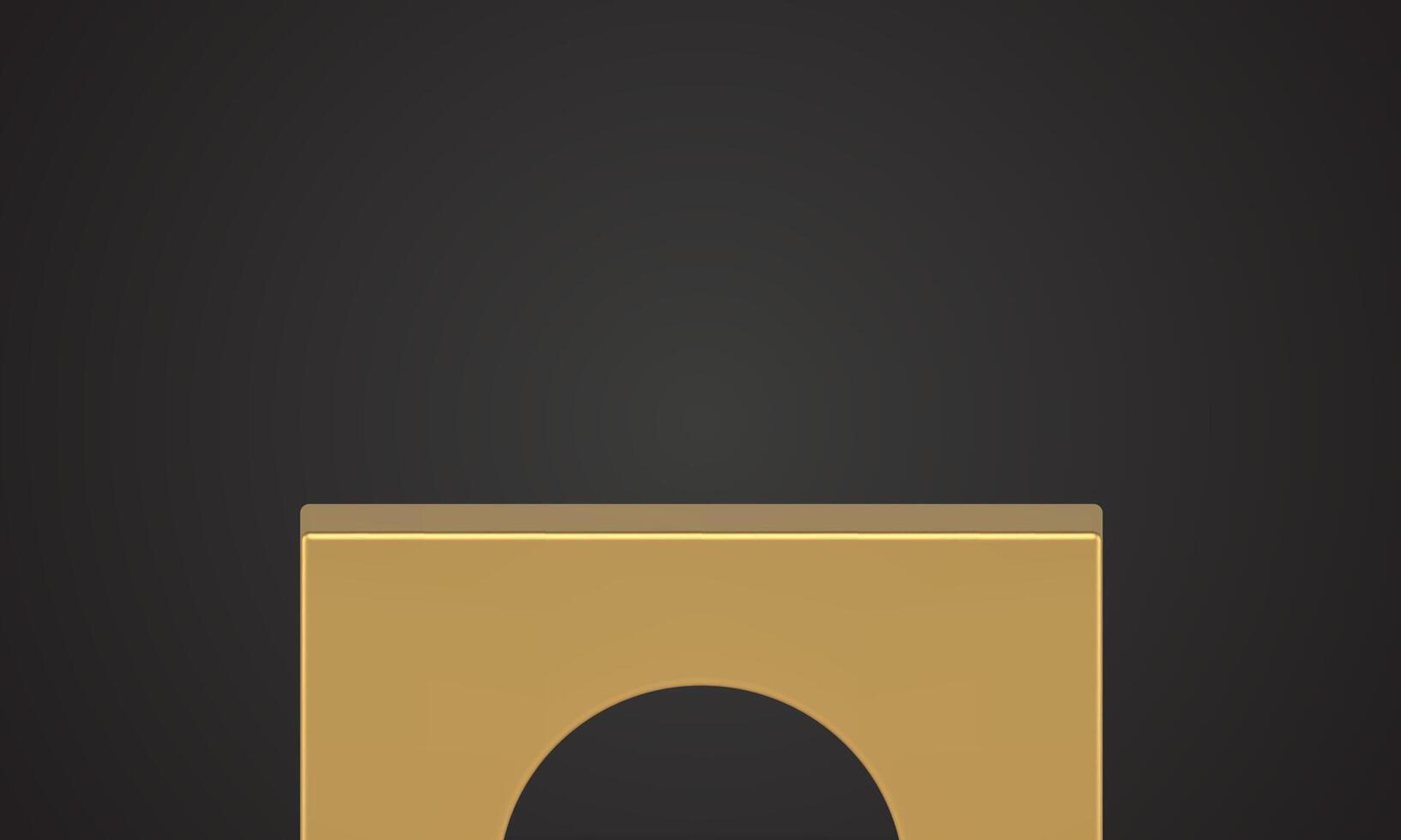 Golden pedestal arch rectangular foundation scene podium product presentation 3d design vector