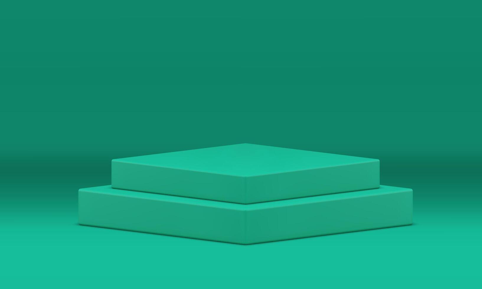 Green square podium 3d stage level stairs foundation product presentation showcase realistic vector