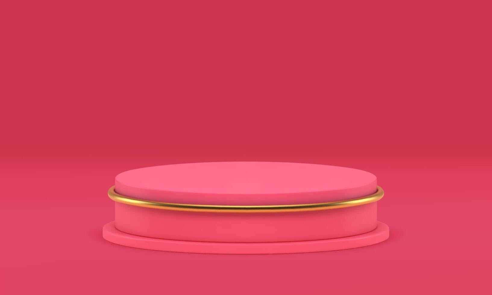 Pink stage pedestal round display product presentation showcase 3d background realistic vector