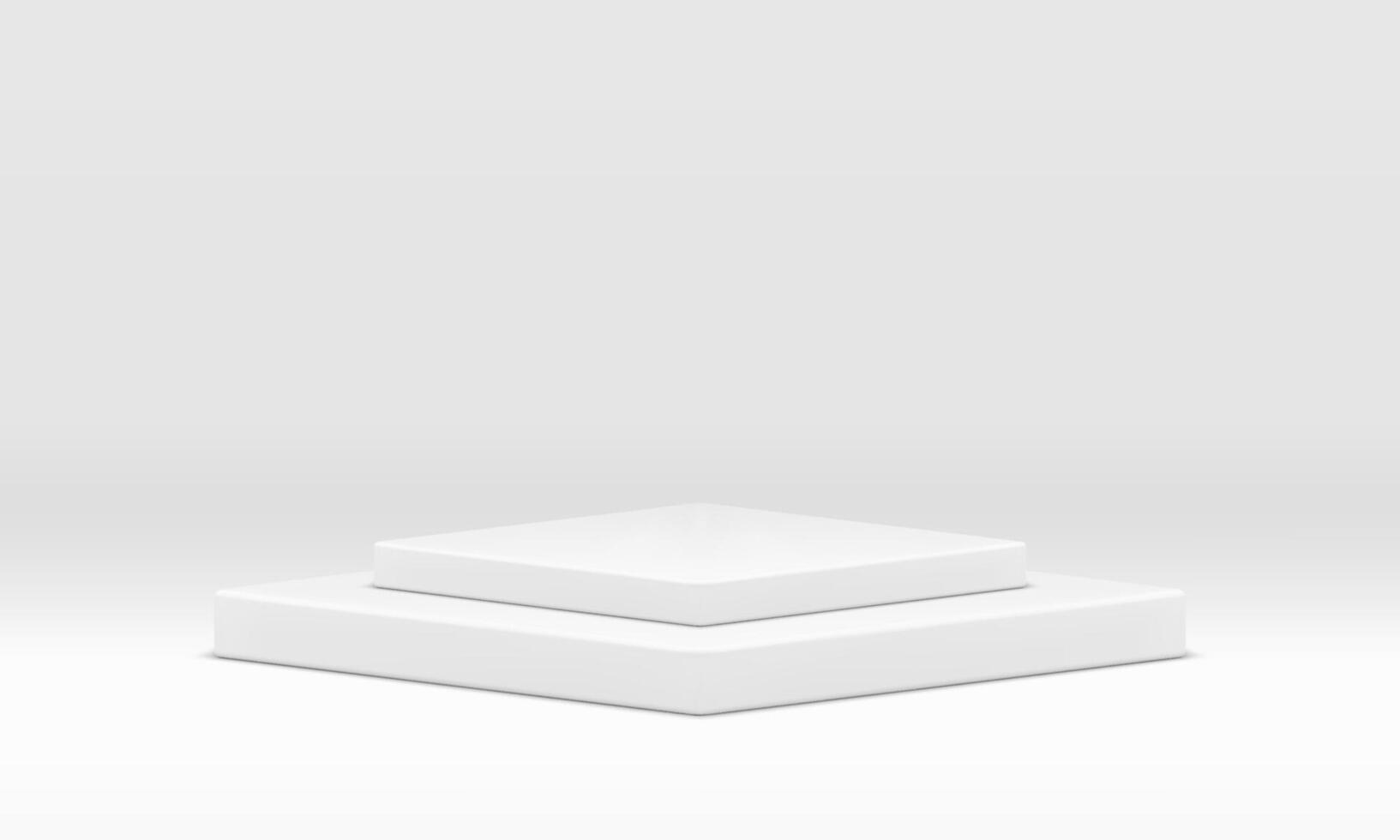 Geometric 3d podium white stairs level award product display for presentation realistic vector