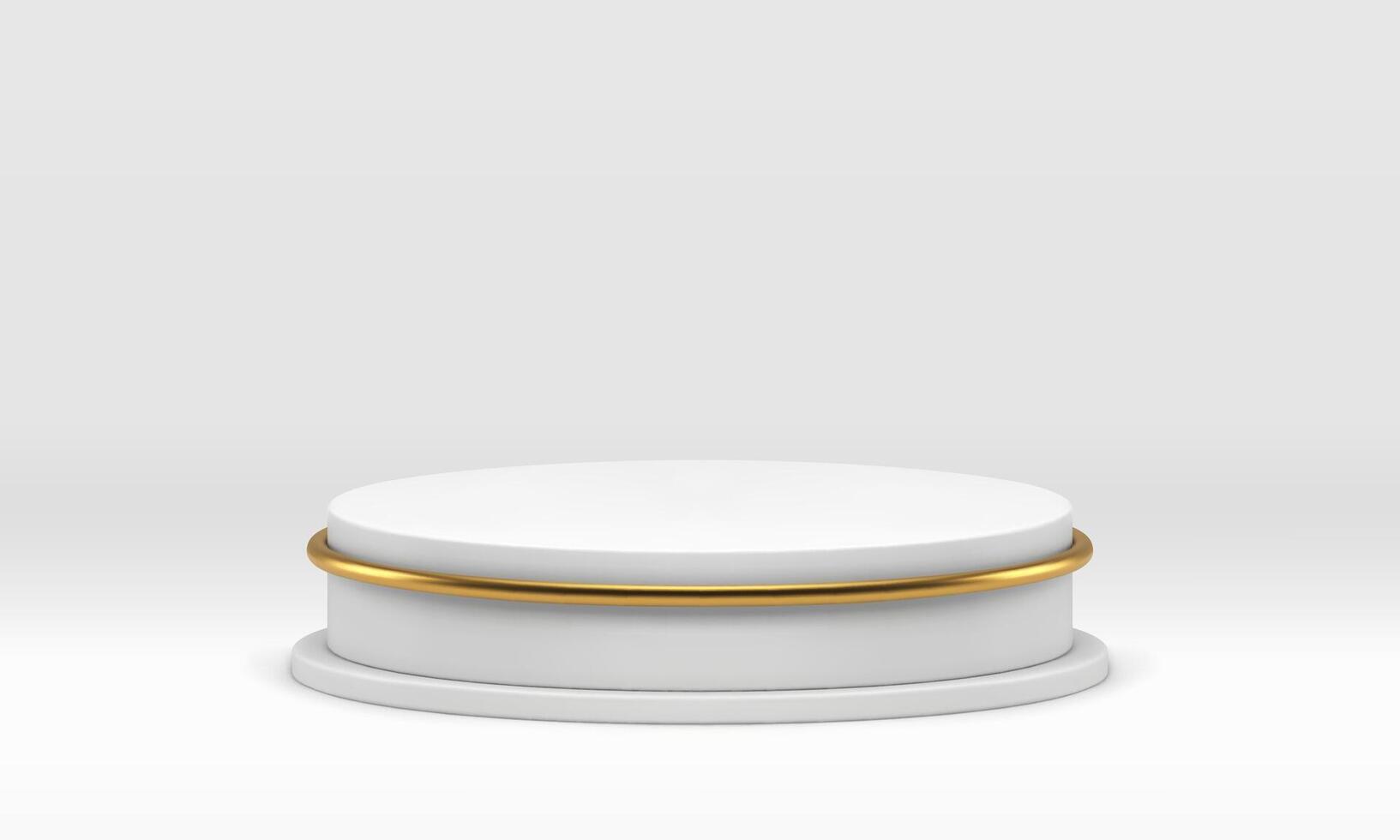 White round 3d stage podium award arena golden stairs showcase studio background realistic vector