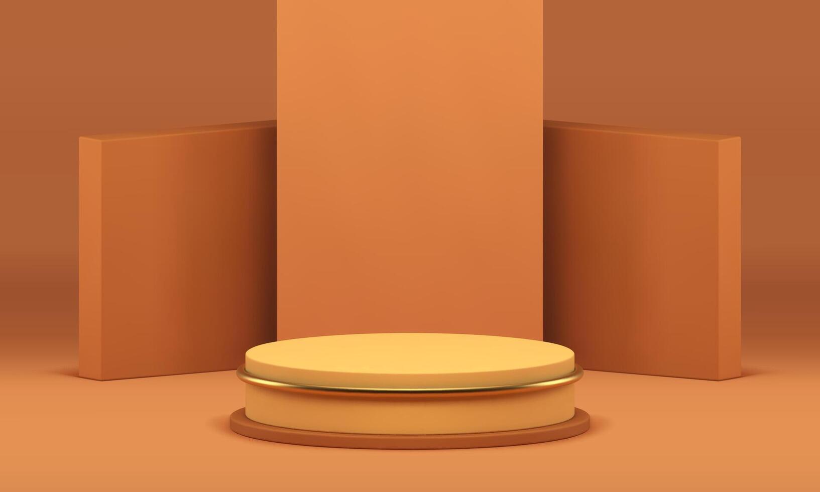 Pedestal product presentation beige cylinder 3d stage studio background realistic vector