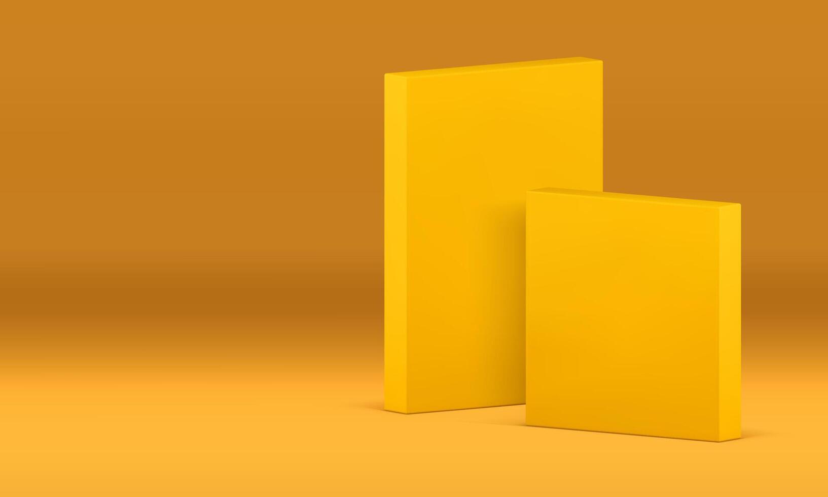 3d wall yellow rectangle display studio background decor element realistic illustration vector
