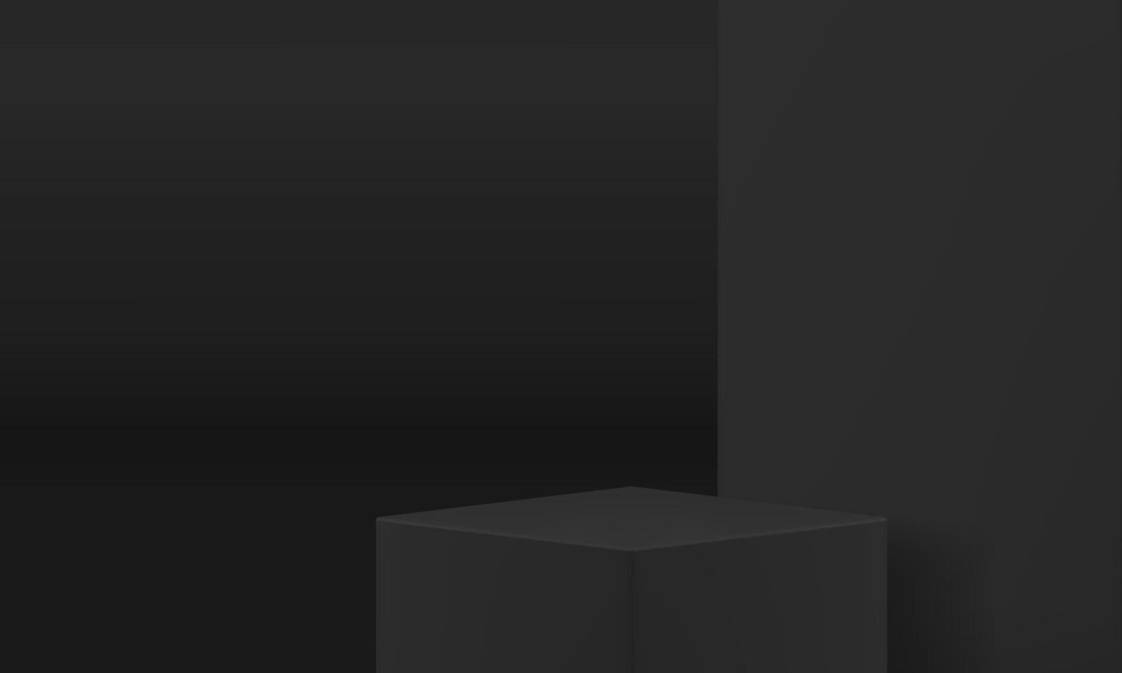 Black squared podium 3d cube stage for product presentation geometric showcase realistic vector