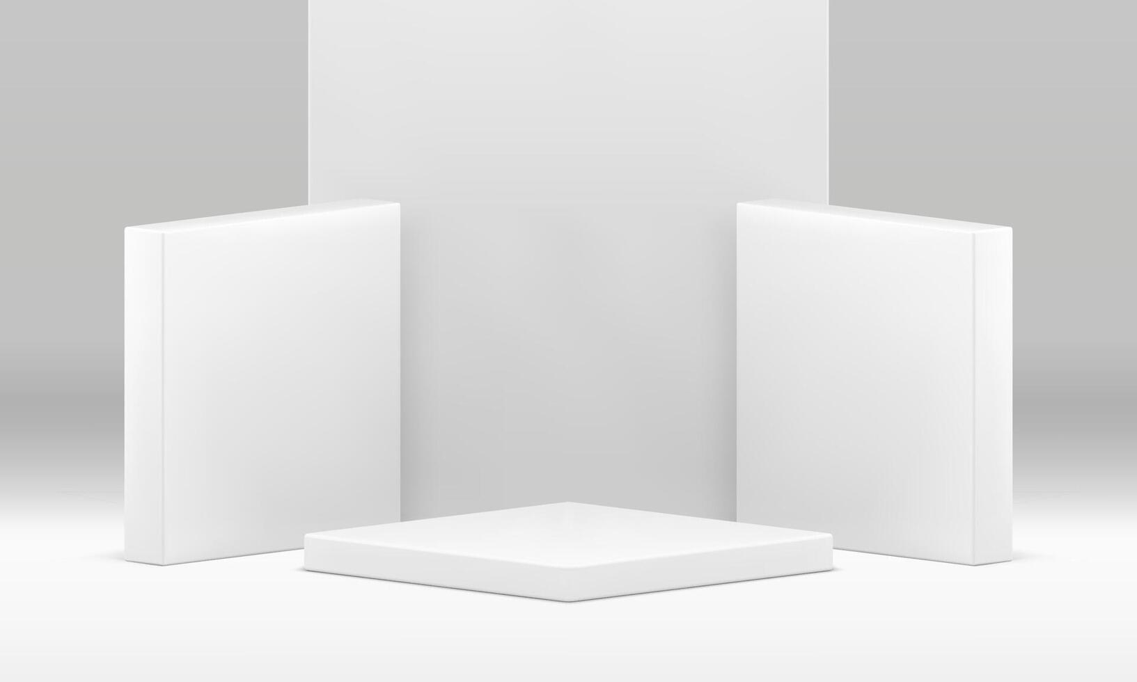 3d scene white geometric podium for product presentation decorative showcase realistic vector