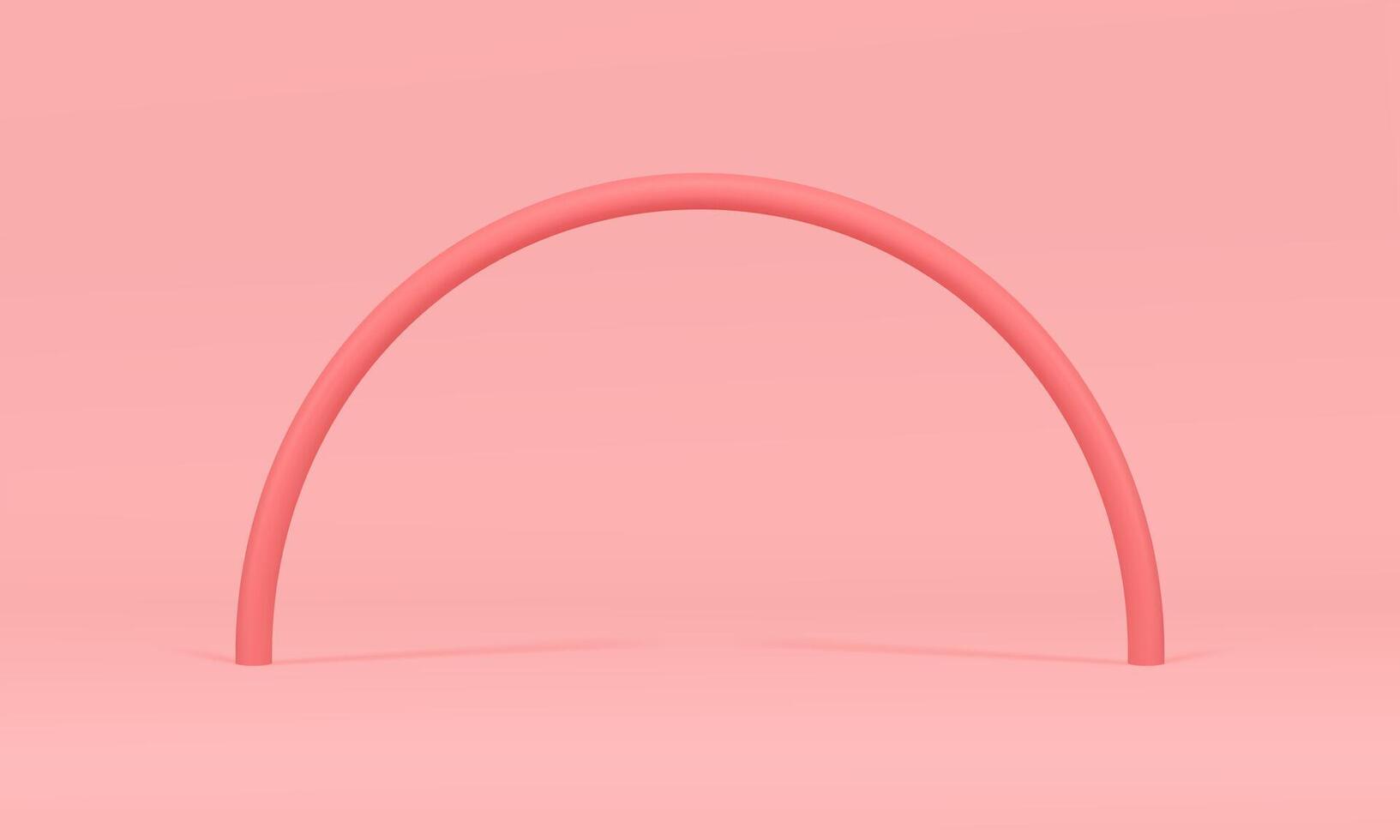 Pink curved rod archway construction decor element 3d display realistic illustration vector