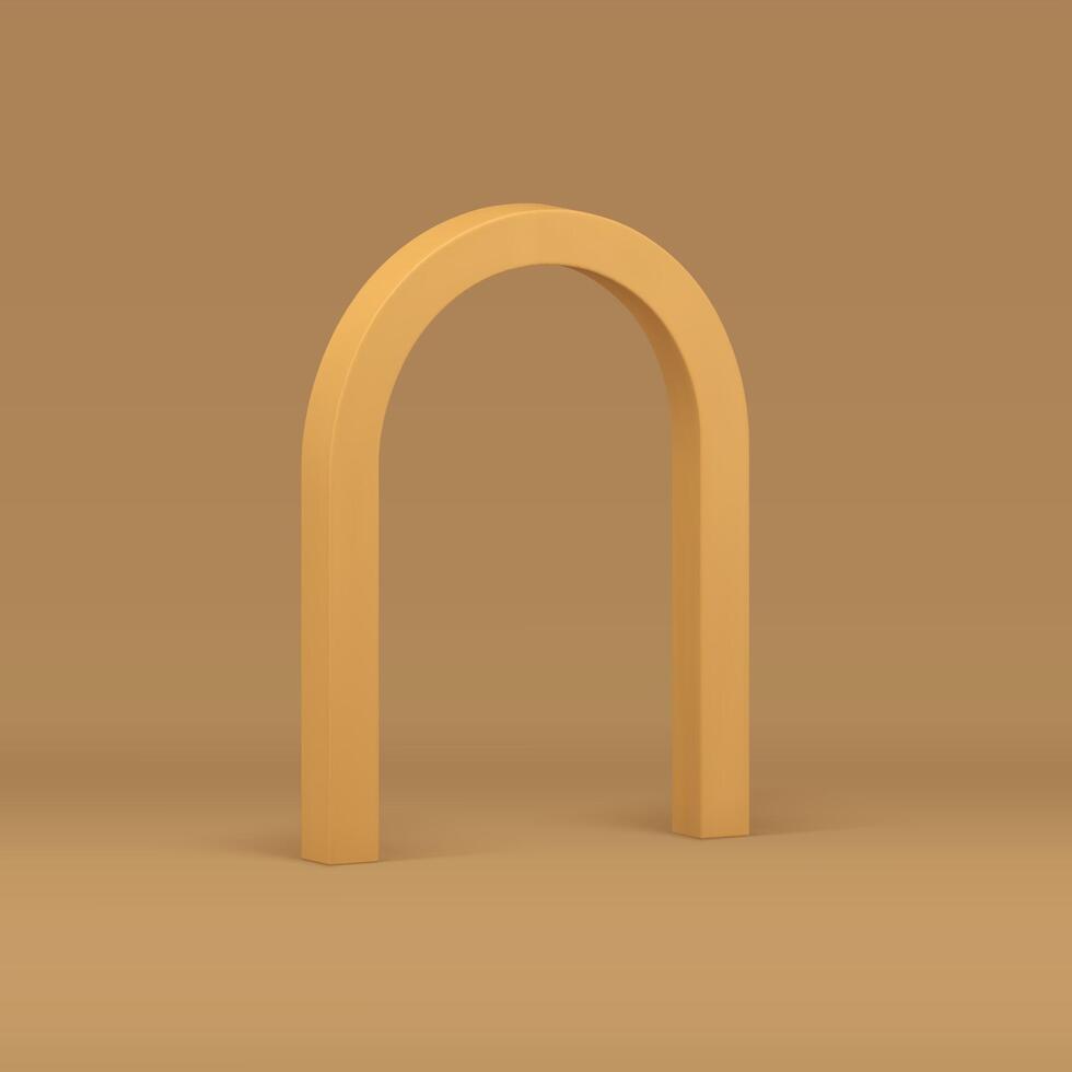 Beige 3d arch show presentation geometric foundation isometric figure realistic illustration vector