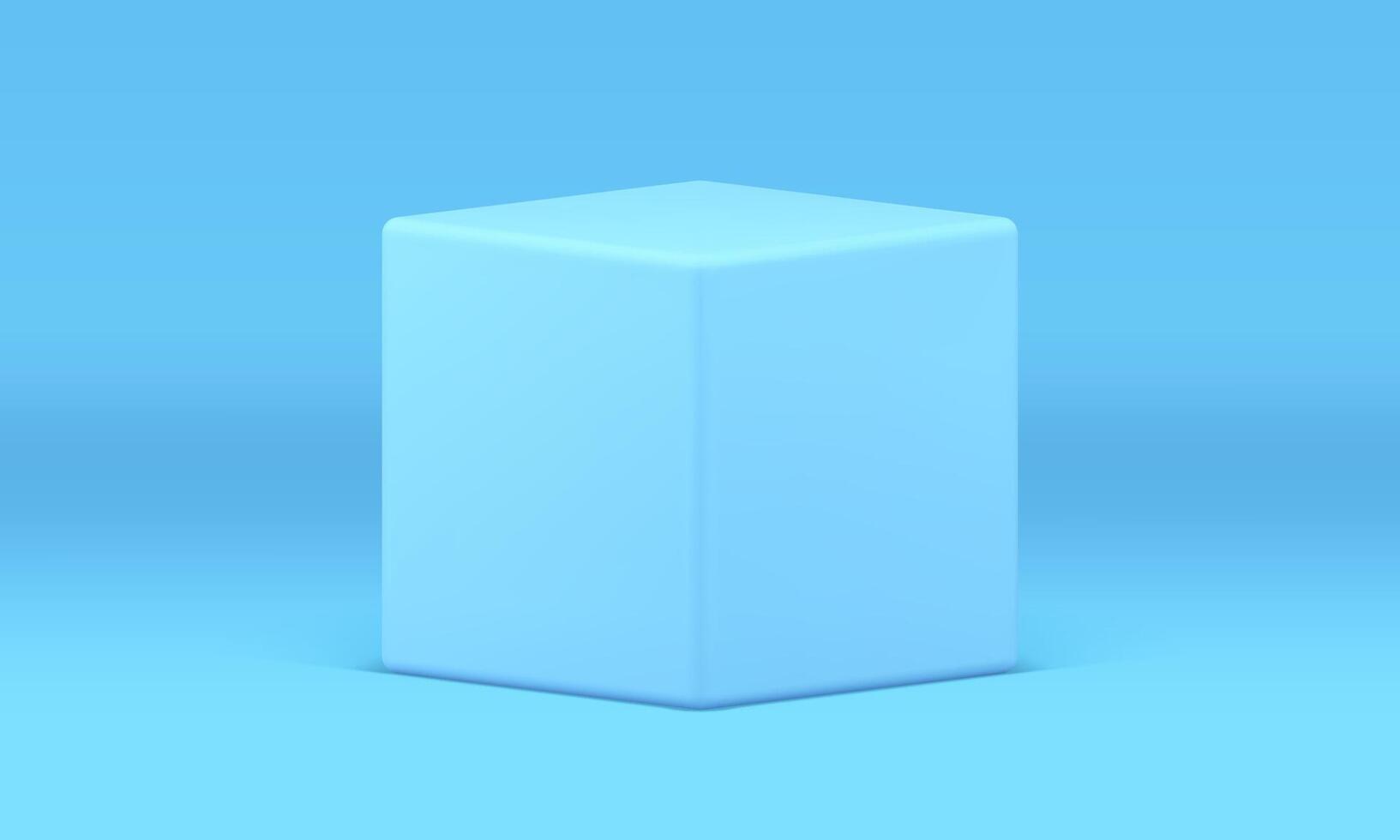 Blue 3d cube squared box decor element pedestal for product presentation design realistic vector