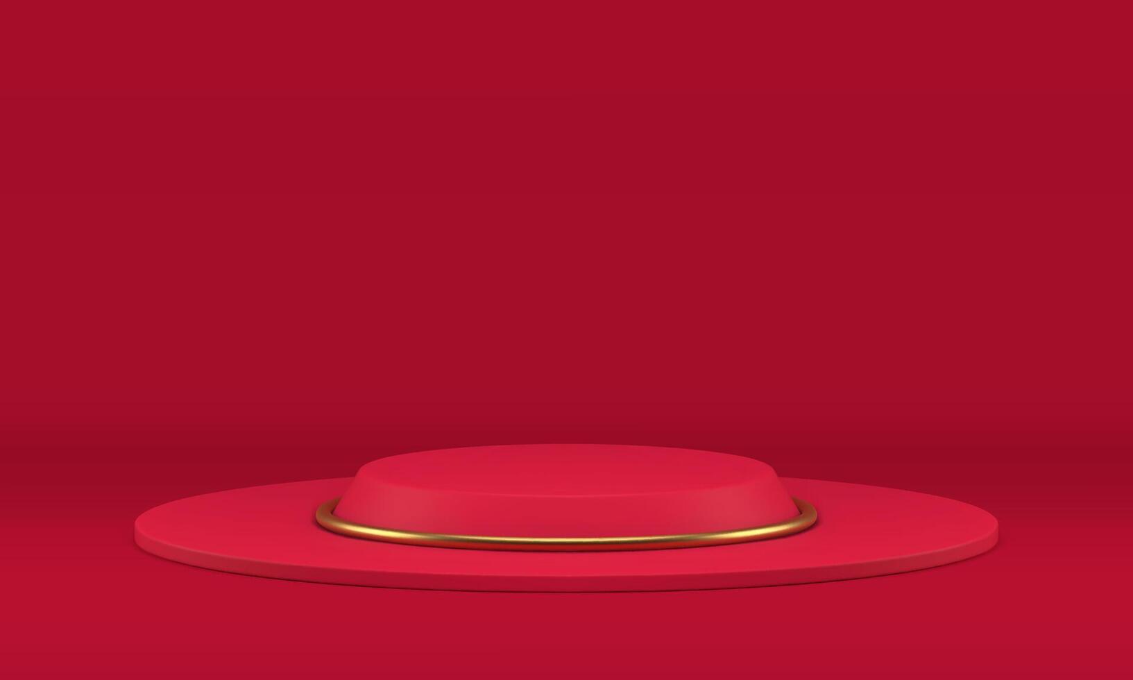 3d stage red circle pedestal award arena showcase for product presentation realistic vector