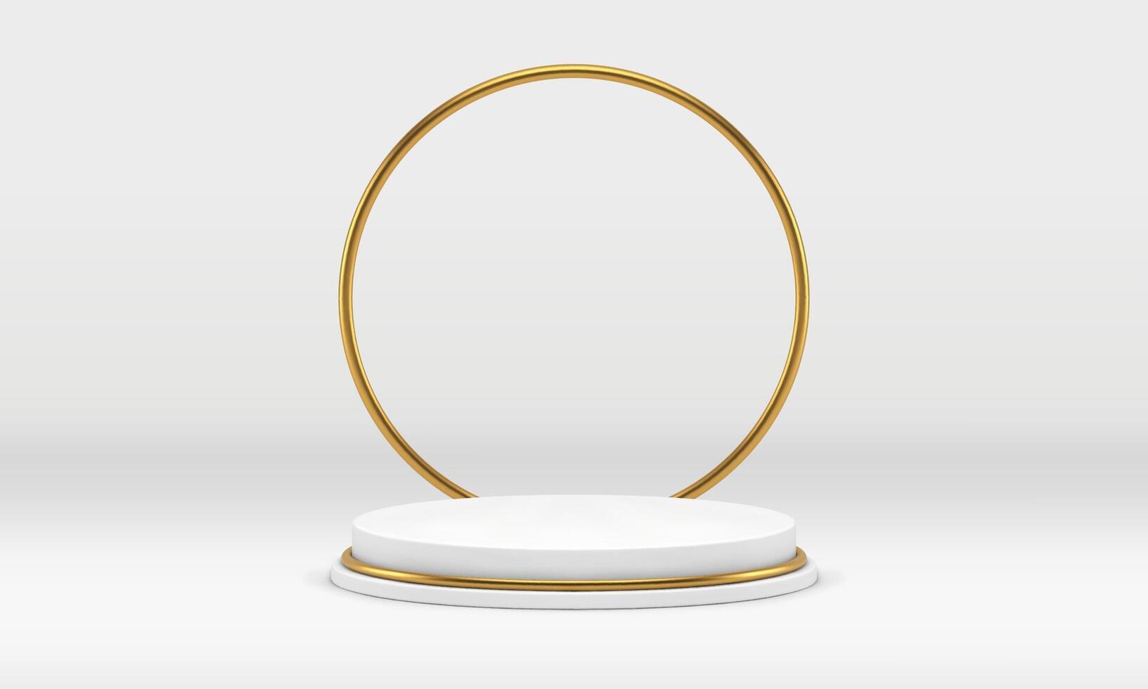White cylinder 3d podium round fashion frame decor element for studio background realistic vector