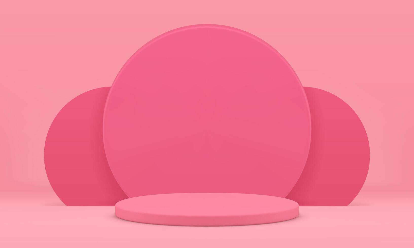 3d stage pink cylinder foundation with circle wall product presentation showcase design vector