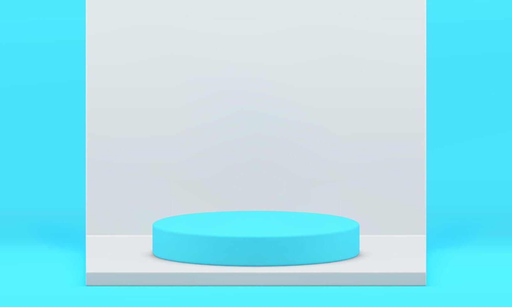 Blue 3d podium advertising platform for product presentation geometric foundation realistic vector