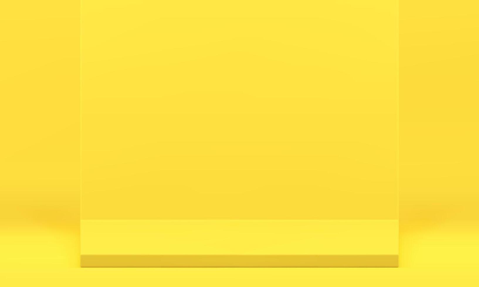 Yellow 3d stage pedestal basic foundation squared wall platform realistic illustration vector