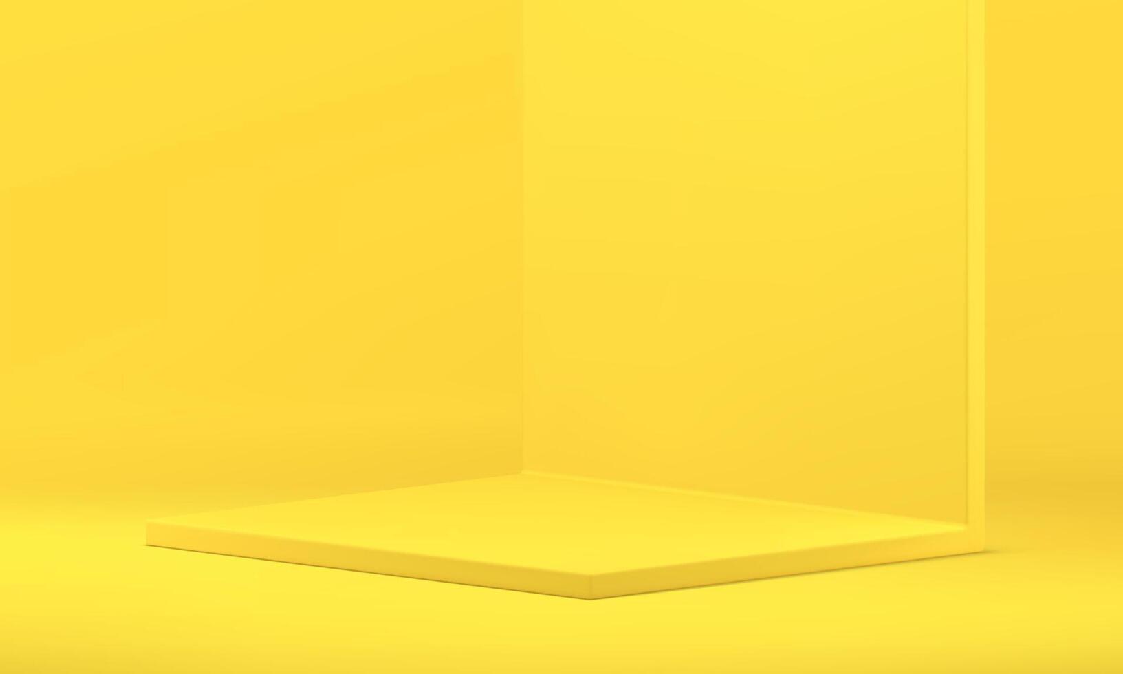 Yellow 3d podium wall foundation squared stage win champion architecture realistic vector