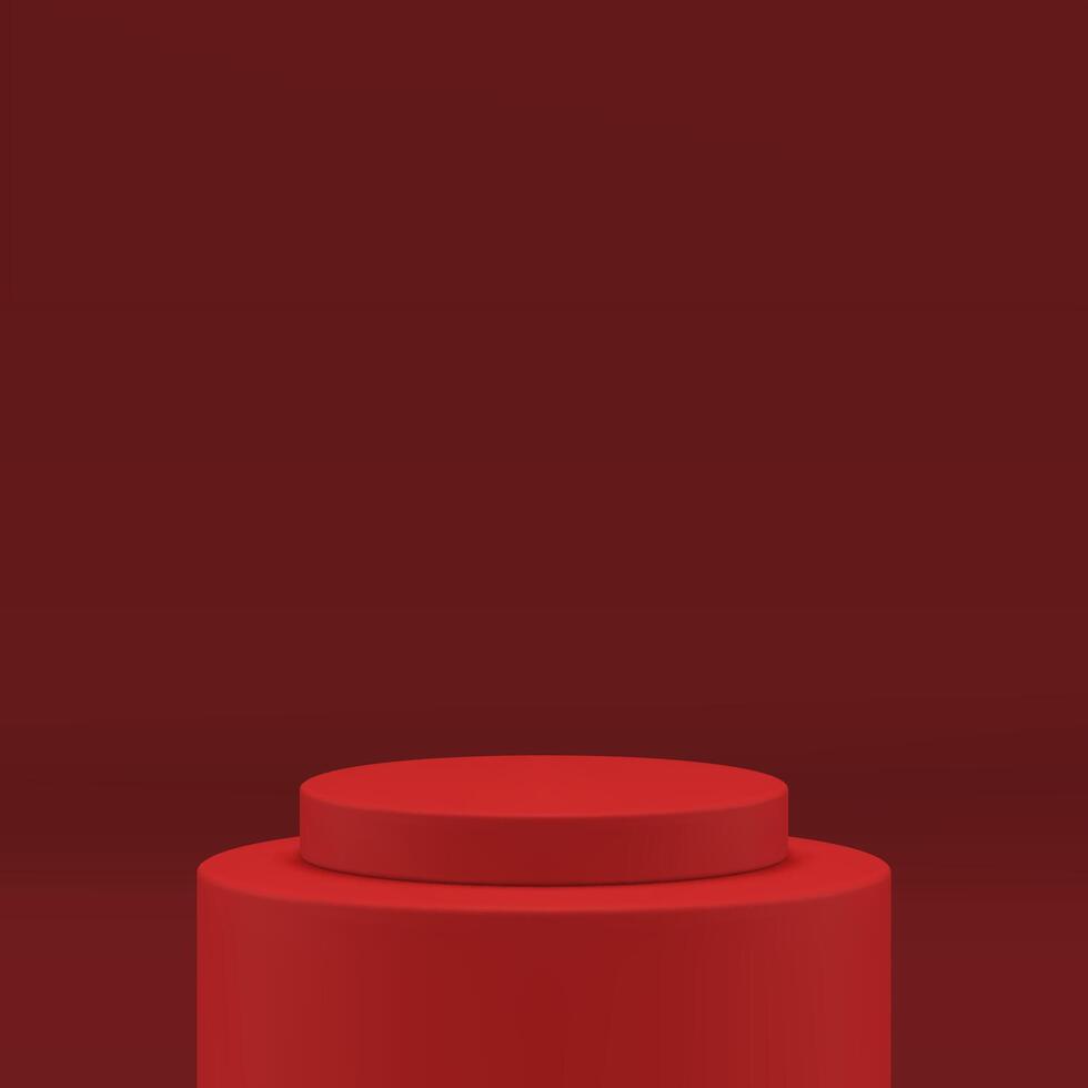 3d stage cylinder red podium circle geometric form event celebration award arena realistic vector