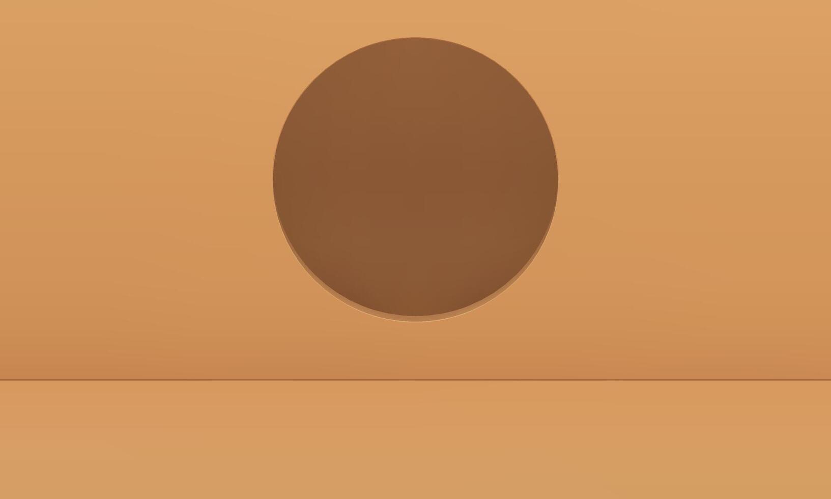 3d interior space design minimalist beige studio background circle hole ornament realistic vector
