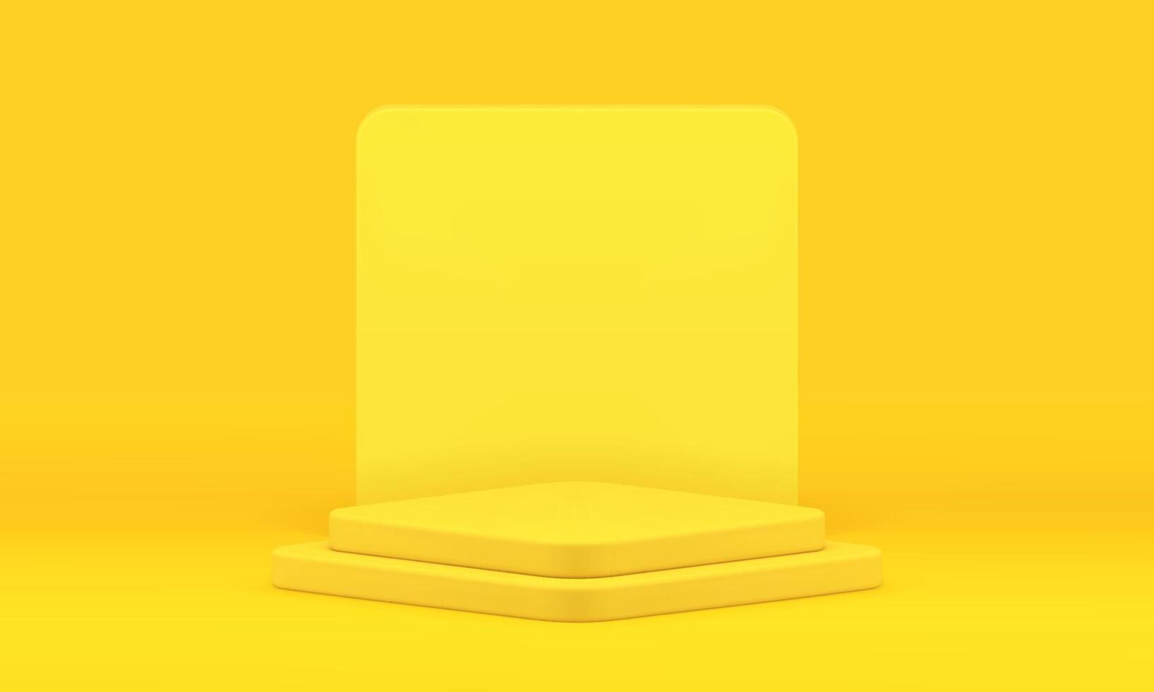 3d pedestal promo foundation yellow geometric studio background minimalist platform realistic vector