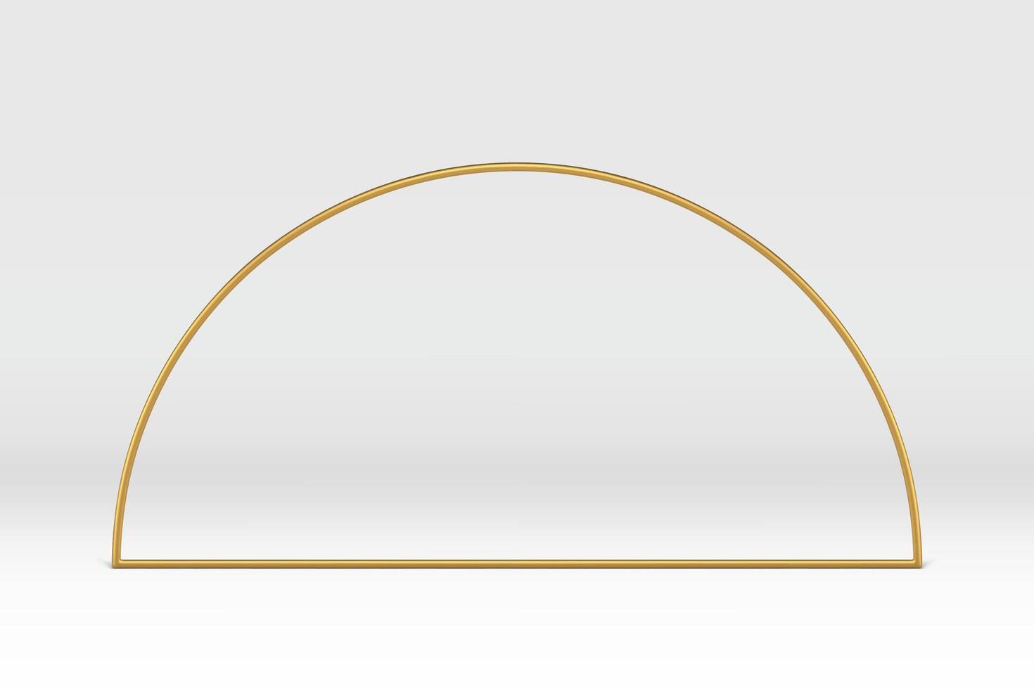3d frame golden curved arch foundation decor element minimalist rendering realistic vector