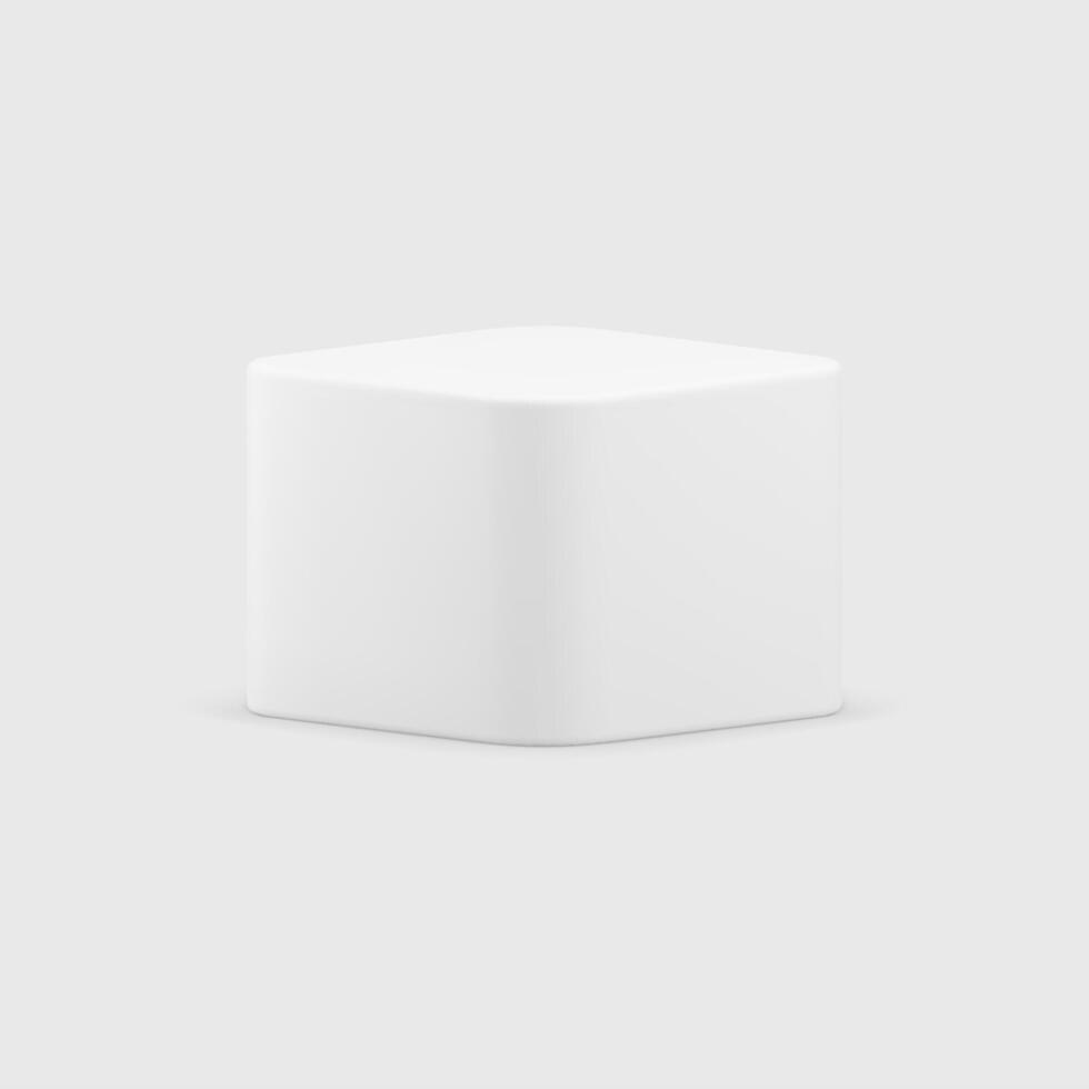 Podium white smooth cube geometric platform minimalist 3d decorative design realistic vector