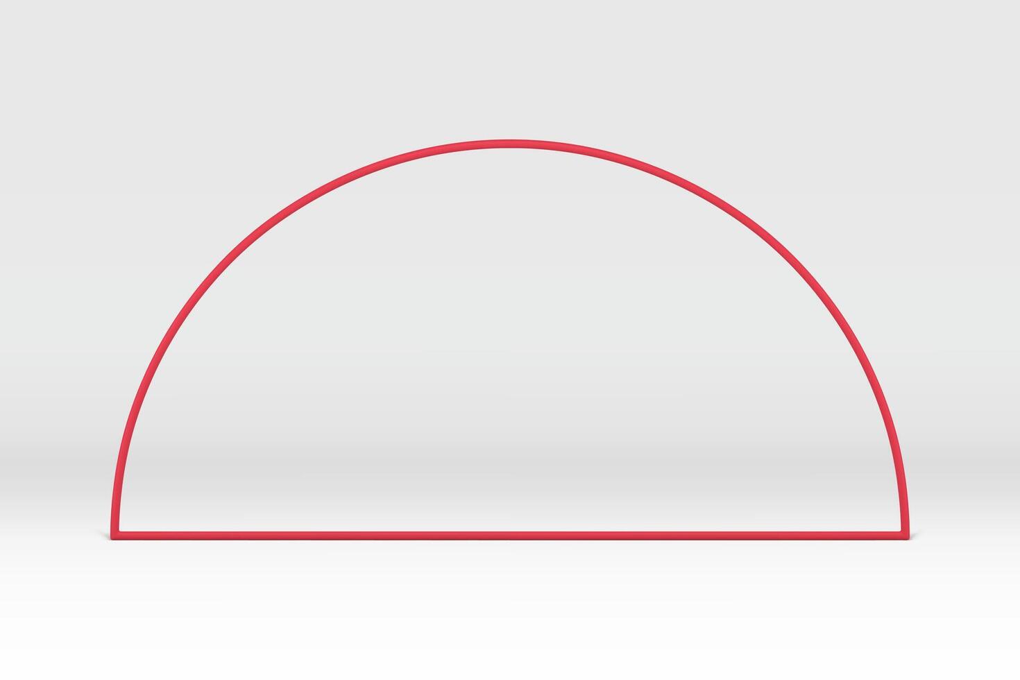 3d red boundary metallic semicircle frame decorative minimal element design realistic vector