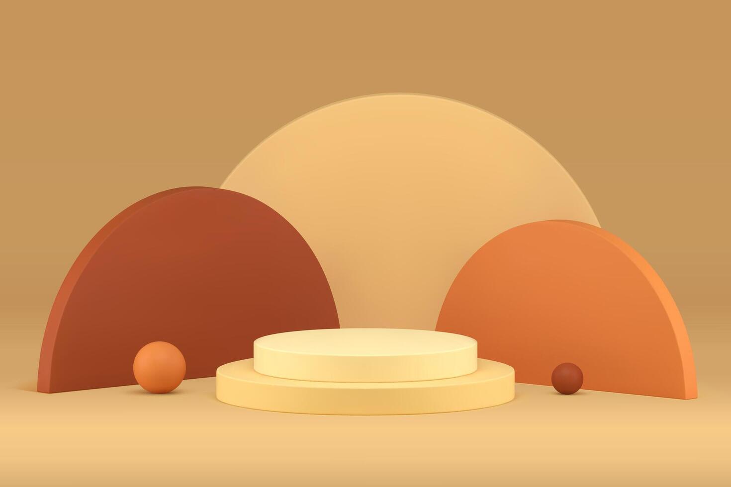Beige 3d podium circle level for award ceremony celebration arena minimalist design realistic vector