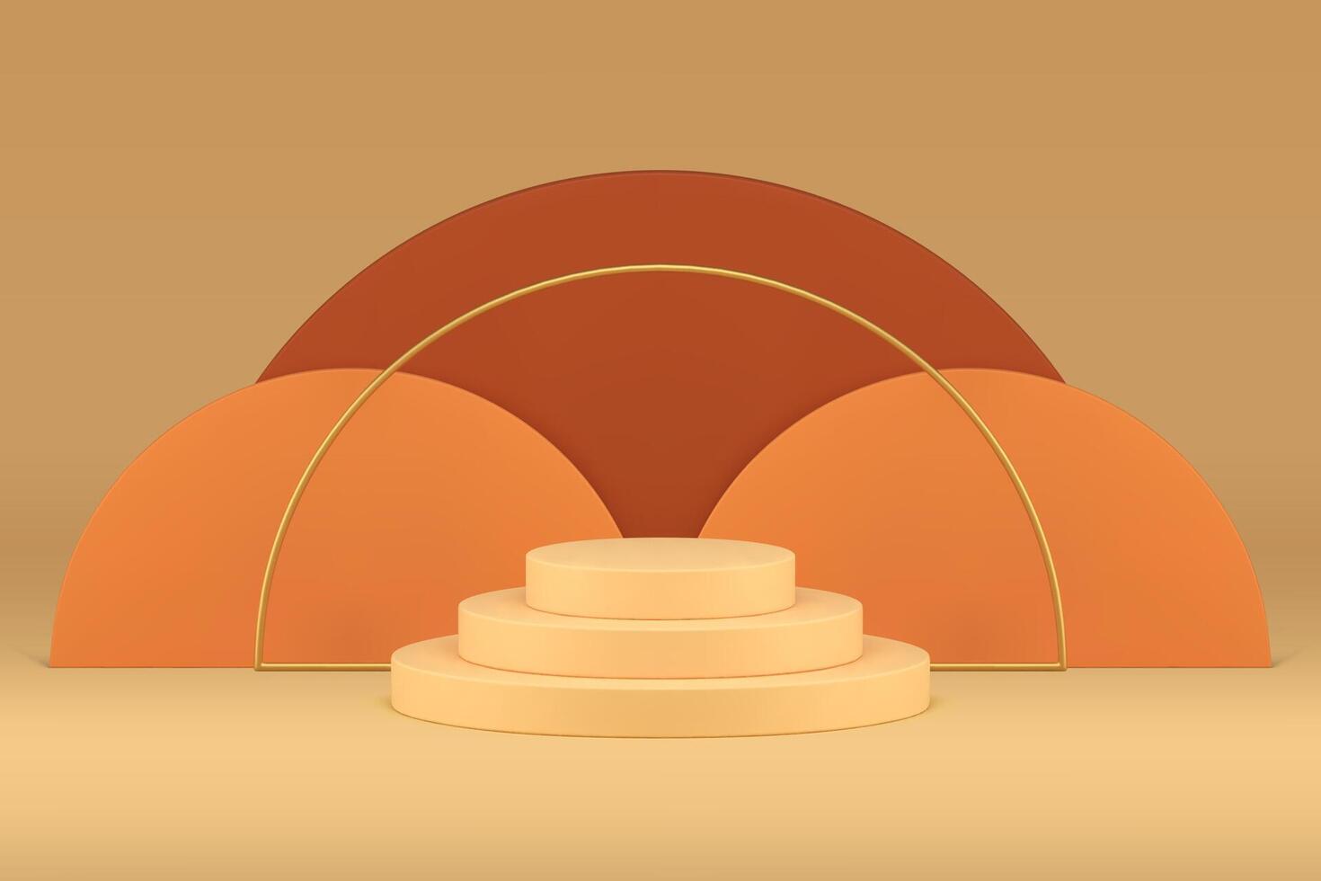 3d podium beige round stage premium product presentation stairs basic foundation realistic vector