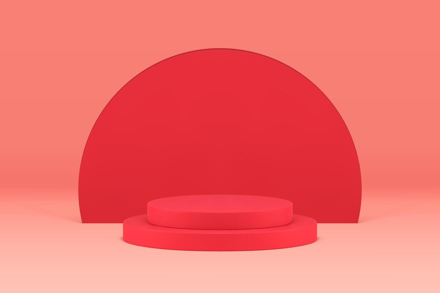 3d podium red cylinder level basic foundation award arena contest win celebration realist vector