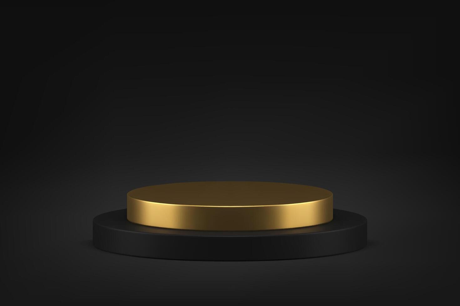 3d podium cylinder stage golden black foundation level steps minimalist realistic vector