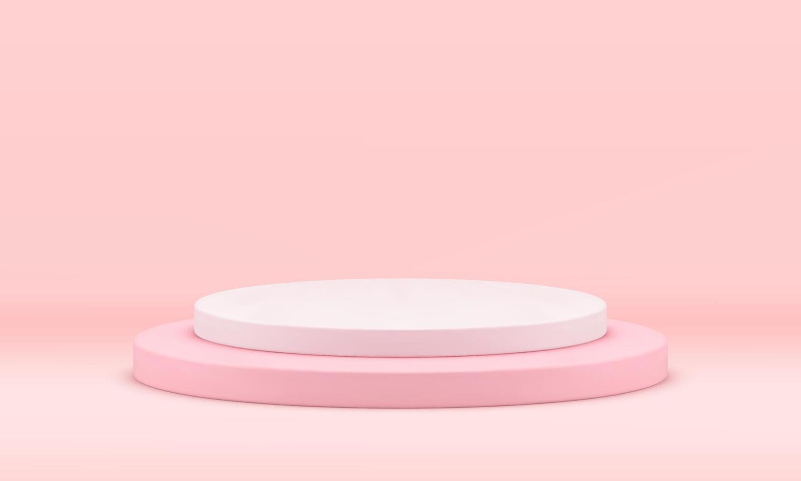 Pink 3d podium elegant level stage art event celebration cylinder basic foundation realistic vector