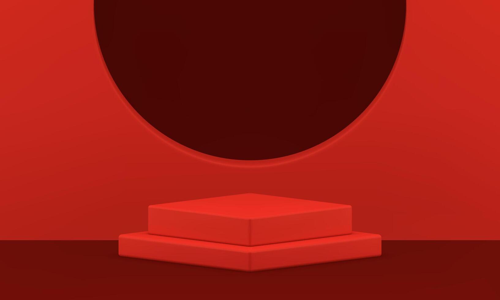 3d pedestal red advertising squared foundation museum construction level stage performance vector