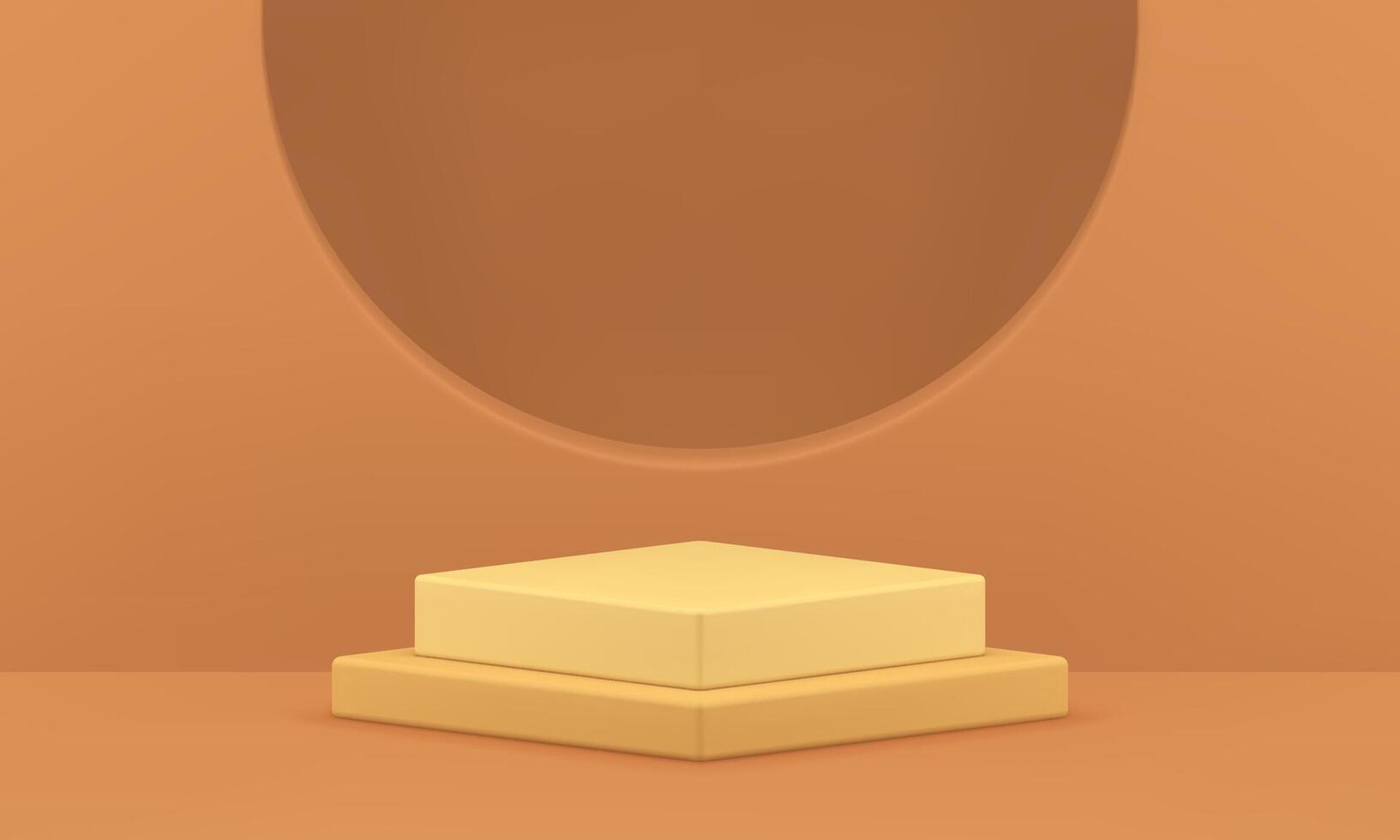 3d podium square level platform construction empty semicircle wall hole studio background vector
