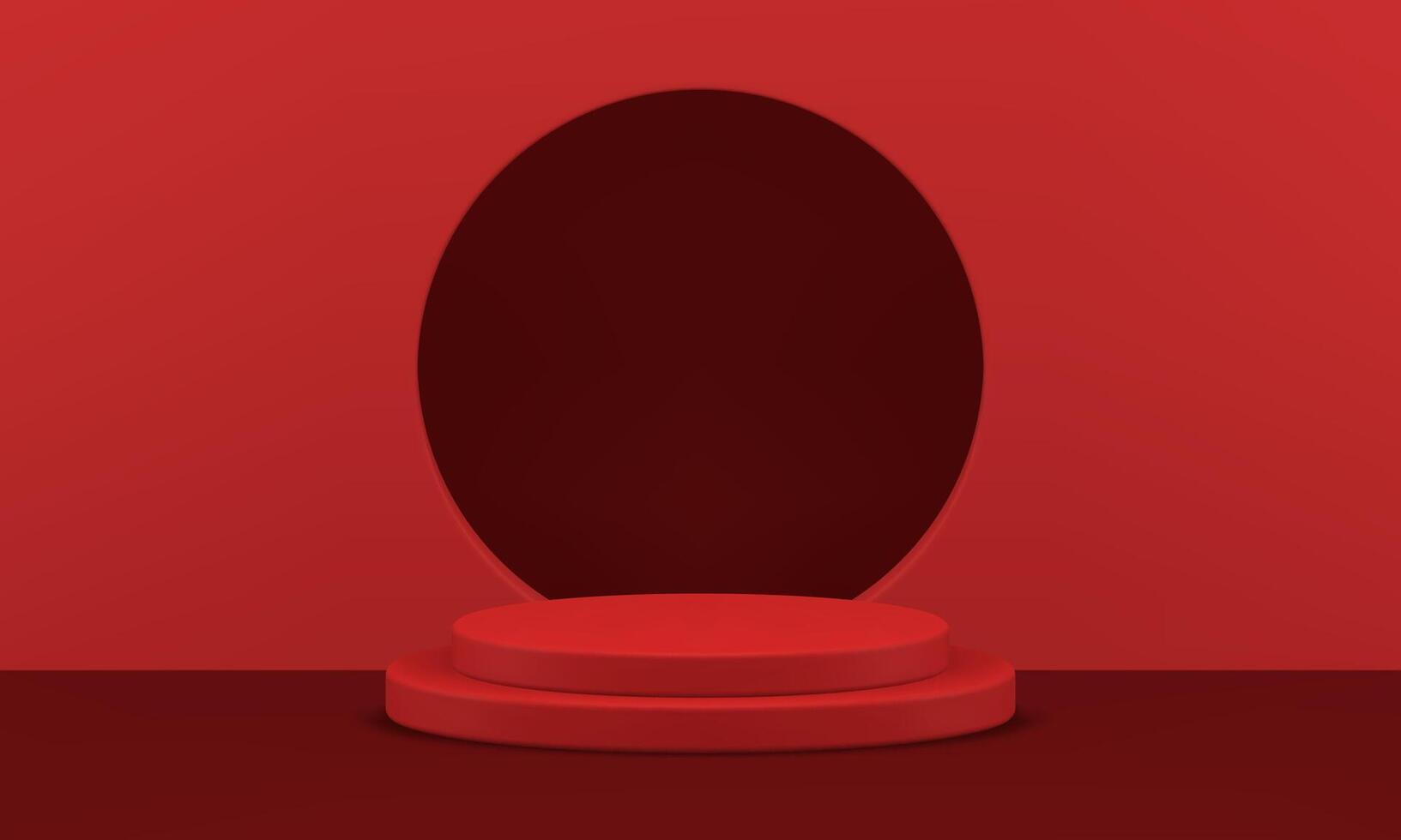 3d pedestal red promo space showroom decor design empty hole window entrance realistic vector