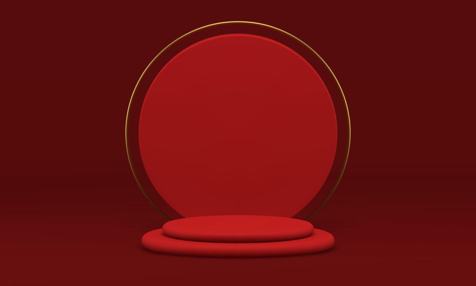Red 3d podium round advertising platform foundation premium studio background realistic vector