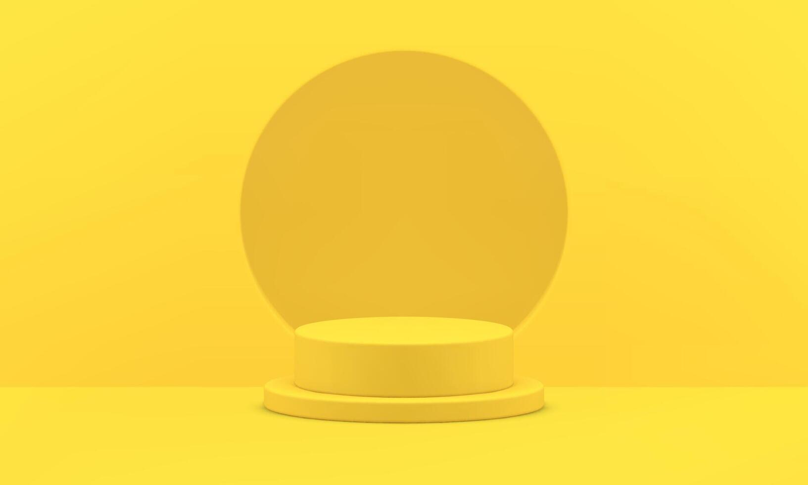Yellow 3d podium cylinder level construction stage with hole wall space for promo performance vector