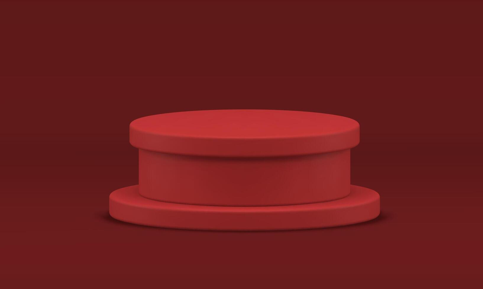 Red 3d pedestal level cylinder basic foundation geometric platform for product presentation vector
