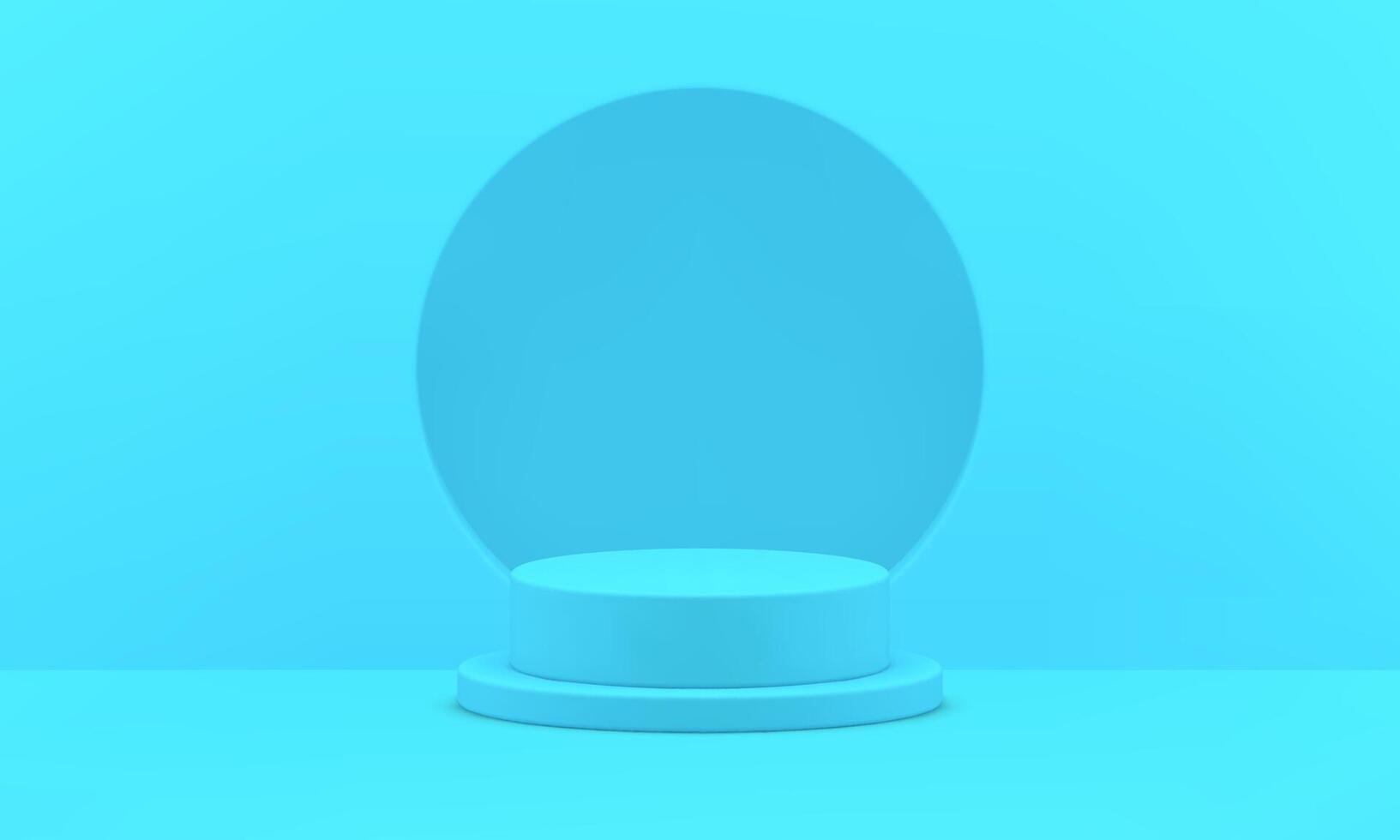 Blue 3d pedestal cylinder showcase foundation hole wall space geometric studio background vector
